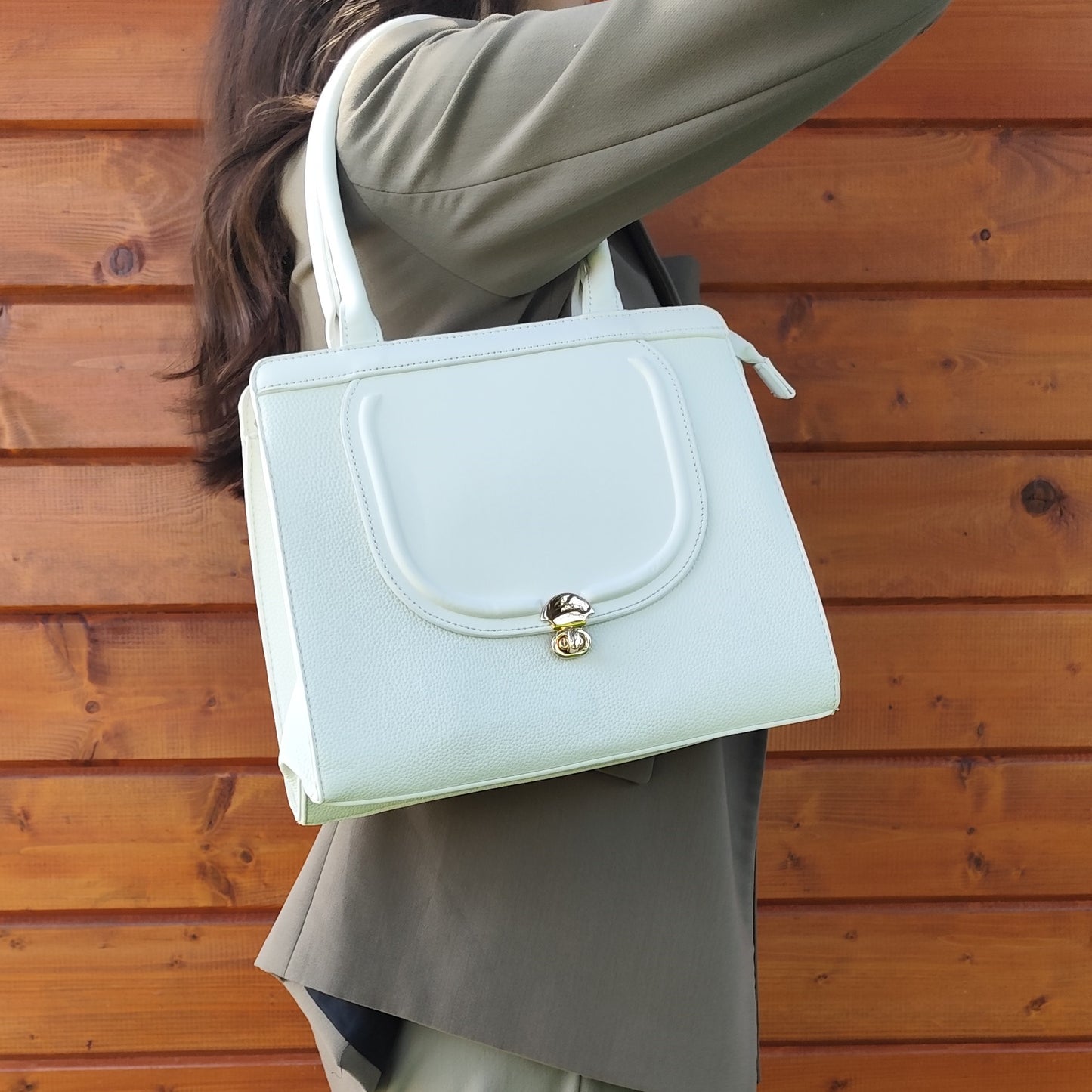 Borsa a spalla White Fresh con pochette