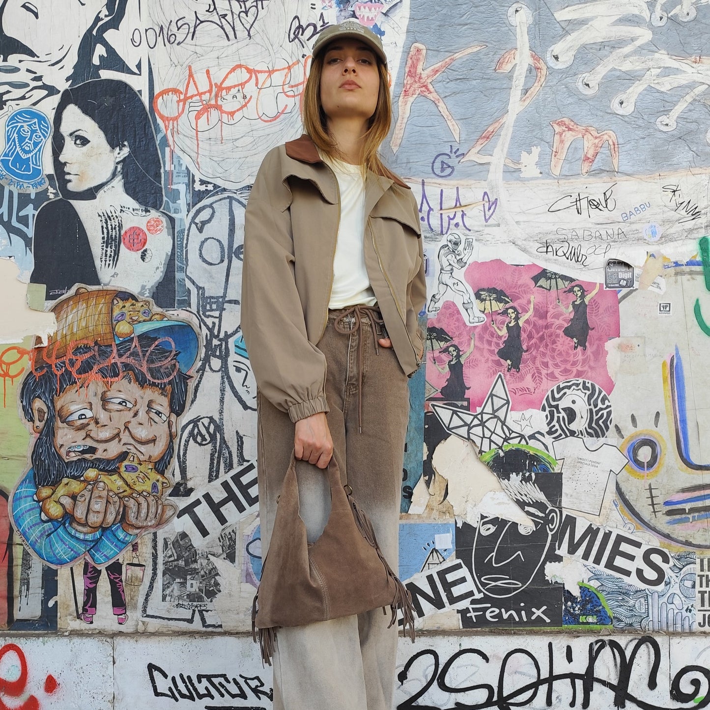 Borsa a spalla Suede Fringe