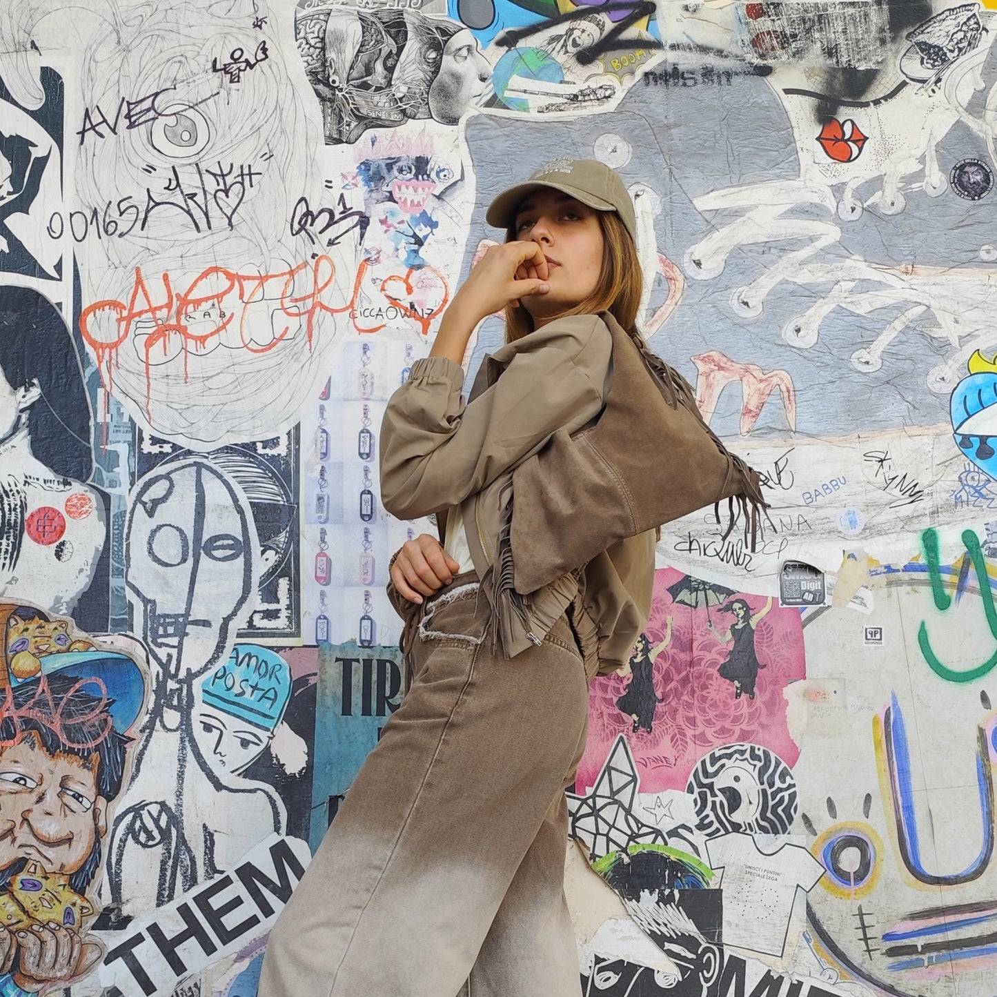 Borsa a spalla Suede Fringe