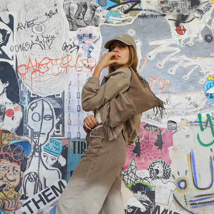 Borsa a spalla Suede Fringe