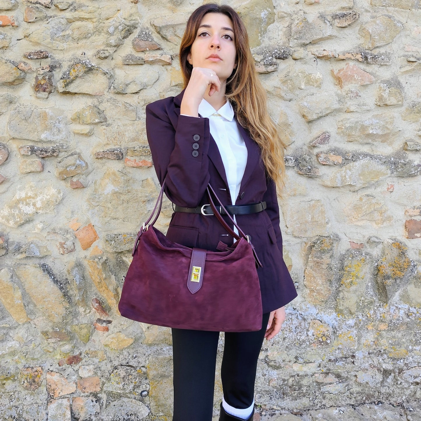 Borsa a spalla Suede Florence